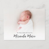 ベビーガールシンプル文字オーバーレイ生まれたばかりのフォトフローラ ポストカード (正面)