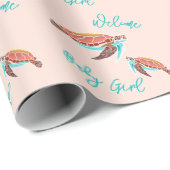 ベビーガールシータートルズピンクカスタム文字 ラッピングペーパー (ロールコーナー)