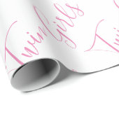 ベビーガールスクリプトピンクツインガールズ ラッピングペーパー (ロールコーナー)