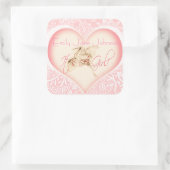 ベビーガールステッカーとヴィンテージストーク スクエアシール (バッグ)