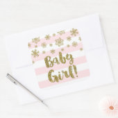 ベビーガールストライプピンク金ゴールド雪冬ベビーシャワー スクエアシール (封筒)