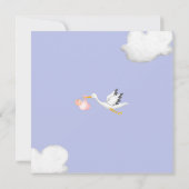 ベビーガールストークシャワーラベンダー招待状 招待状 (裏面)