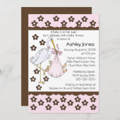 ベビーガールストークベビーシャワー招待状 招待状 (正面/裏面)