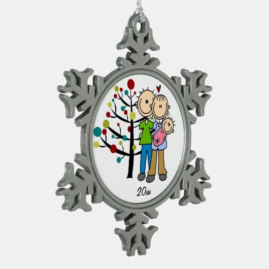 ベビーガールスノーフレークオーナメント スノーフレークピューターオーナメント (左)