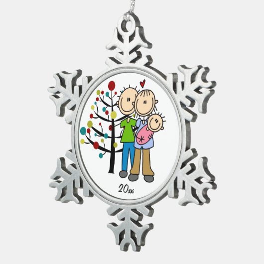 ベビーガールスノーフレークオーナメント スノーフレークピューターオーナメント (右)