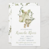 ベビーガールズドレス、レイエット、ベビーシャワー 招待状 (正面/裏面)