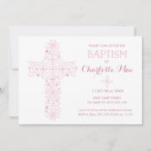 ベビーガールズバプテスマ《キリスト教》洗礼式や命名式招待状カード 招待状 (正面)