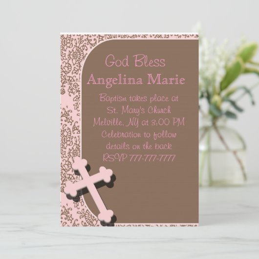 ベビーガールズバプテスマ/《キリスト教》洗礼式や命名式招待状 招待状 (スタンド正面)