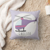 ベビーガールズパープルヘリコプターネーム子供部屋 クッション (ブランケット)