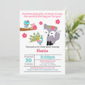 ベビーガールズピンクキツネベビーシャワー招待状 招待状 (スタンド正面)