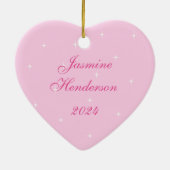 ベビーガールズフォト初めてのクリスマスデコレーションピンク セラミックオーナメント (裏面)