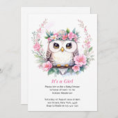 ベビーガールズフクロウフローラ 招待状 (正面/裏面)