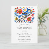 ベビーガールズフローラバードズネストシャワー招待状 招待状 (スタンド正面)
