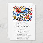 ベビーガールズフローラバードズネストシャワー招待状 招待状 (正面/裏面)