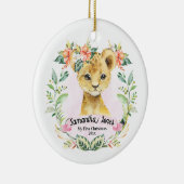 ベビーガールズマイ初めてのクリスマスウォーターカラーライオンカブ セラミックオーナメント (右)