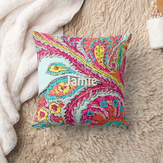 ベビーガールズルームピーコックペイズリータンジェリン クッション (ブランケット)
