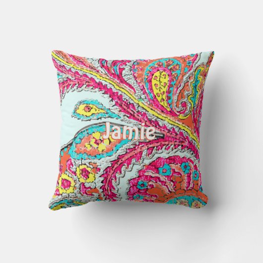 ベビーガールズルームピーコックペイズリータンジェリン クッション (裏面)