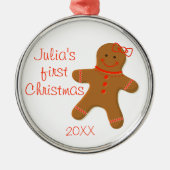 ベビーガールズ初めてのクリスマスジンジャーブレッド メタルオーナメント (正面)