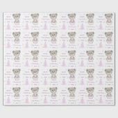 ベビーガールズ初めてのクリスマステディベアピンク ラッピングペーパー (フラット)