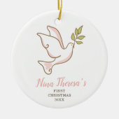 ベビーガールズ初めてのクリスマスパーソナライズされた鳩 セラミックオーナメント (正面)