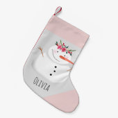 ベビーガールズ初めてのクリスマスフラワー雪だるまと名前 スモールクリスマスストッキング (正面 (吊り時))