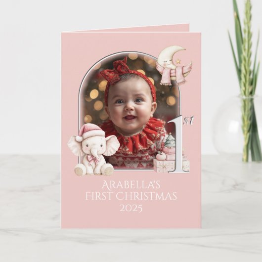 ベビーガールズ初めてのクリスマス写真** シーズンカード (正面)
