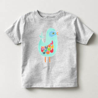 ベビーガールズ図解入りの、写真付きのレインボーバードイラストレーション トドラーTシャツ