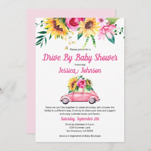 ベビーガールズ用ベビーシャワー招待状 招待状 (正面/裏面)