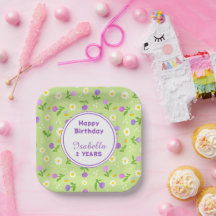 ベビーガールズ誕生日紙プレート夏の花