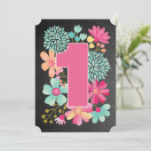 ベビーガールズ1stバースデーナンバー1パーティー招待状 招待状 (スタンド正面)