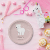 ベビーガールズ1stバースデーピンクウィンターポーラーベア ペーパープレート (パーティー)