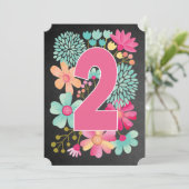 ベビーガールズ2nd誕生日ナンバー2パーティー招待状 招待状 (スタンド正面)