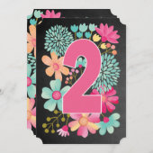 ベビーガールズ2nd誕生日ナンバー2パーティー招待状 招待状 (正面/裏面)