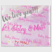 ベビーガールソフトデイジーピンクウォーターカラーベビーシャワー ラッピングペーパー (フラット)