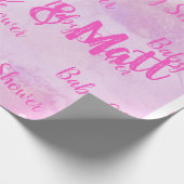 ベビーガールソフトデイジーピンクウォーターカラーベビーシャワー ラッピングペーパー (角)