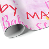 ベビーガールソフトデイジーピンクウォーターカラーベビーシャワー ラッピングペーパー (ロールコーナー)