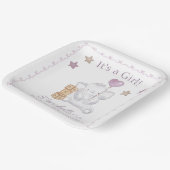 ベビーガールゾウとかわいいバルーンウォーター色 ペーパープレート (傾斜あり)