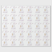 ベビーガールゾウとかわいいバルーンウォーター色 ラッピングペーパー (フラット)