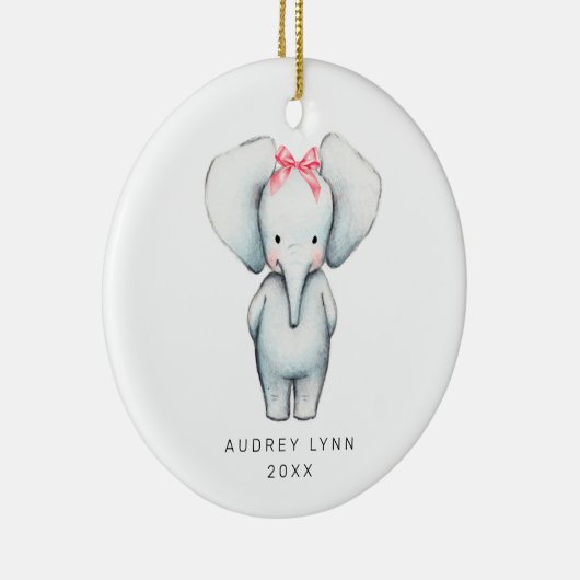 ベビーガールゾウパーソナライズされたント1stクリスマス セラミックオーナメント (右)