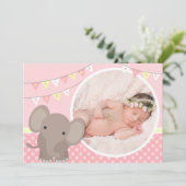 ベビーガールゾウ写真誕生のお知らせ 案内状 (スタンド正面)