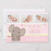 ベビーガールゾウ写真誕生のお知らせ 案内状 (裏面)