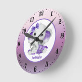 ベビーガールゾウ追加ネーム子供部屋 ラウンド壁時計 (傾斜)