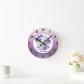 ベビーガールゾウ追加ネーム子供部屋 ラウンド壁時計 (ホーム)