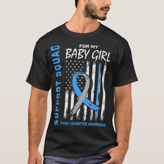ベビーガールタイプ1糖尿病認識度女性男性T1D Tシャツ (正面)