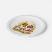 ベビーガールツインズオブカラーベビーシャワー ペーパープレート (アングル)