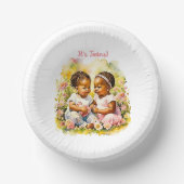 ベビーガールツインズオブカラーベビーシャワー ペーパーボウル (正面)