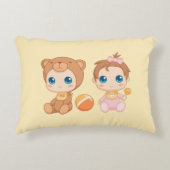 ベビーガールツインズベアージャンプスーツ黄色域 アクセントクッション (正面)