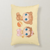 ベビーガールツインズベアージャンプスーツ黄色域 アクセントクッション (正面(垂直))