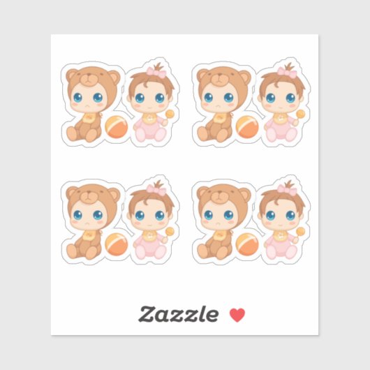 ベビーガールツインズベアージャンプスーツ4セット シール (シート)