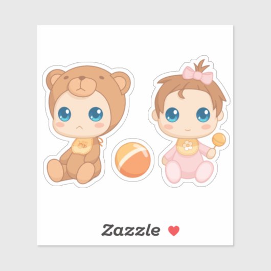 ベビーガールツインズベアージャンプスーツ シール (シート)